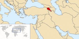A situación de Armenia no mapa