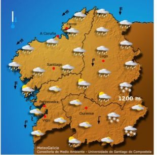O mapa do tempo para Galiza, na mañá desta segunda feira