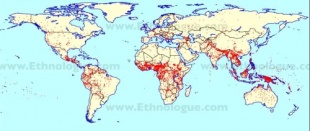 Mapa das linguas do mundo (Fonte: Etnologue.com)