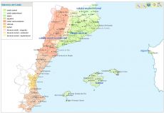 Do 'Atles interactiu de l'entonació del català' sae este mapa dos dialectos (clique para ampliar)