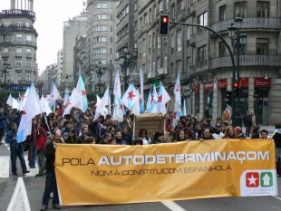 Na manifestación contra a Constitución española, que o ano pasado se desenvolveu en Vigo