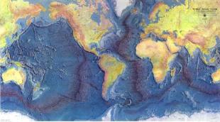 Mapa batimétrico, que recolle o relevo das profundidades subacuáticas