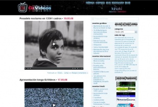 Captura da web, na sección Kinoki, a dos contidos creativos como clips de música, animación, curtas...