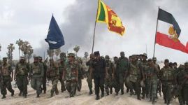 O exército cingalés, tomando a costa norte do país