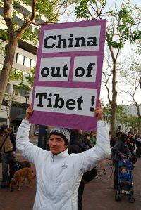 Protesta pola represión chinesa no Tíbet