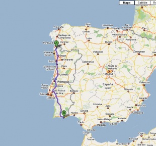De Tui a Faro, pola ruta máis curta segundo Google Maps