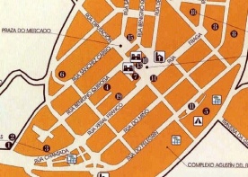 Plano do centro da vila de Portomarín