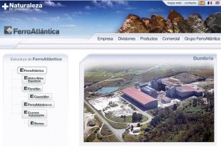 Captura da páxina de Ferroatlántica, xusto onde falan da planta de Dubría