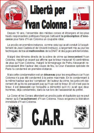 Comunicado da Comisión Anti-Represiva (CAR) de Corsica Libera con motivo do xuízo de apelación (clique para ampliar)