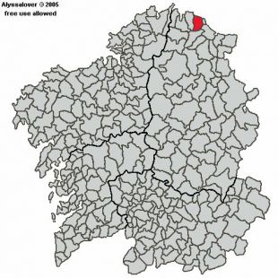 A situación do Concello de Cervo no mapa de Galiza