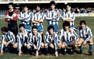 José Luís co brazalete de capitán, nun equipo do Deportivo dos anos 80 (clic para ampliar)